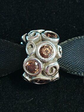 Authentic Pandora Brown Primrose Path Charm – 790330BCZ Sterling Silver (Retired